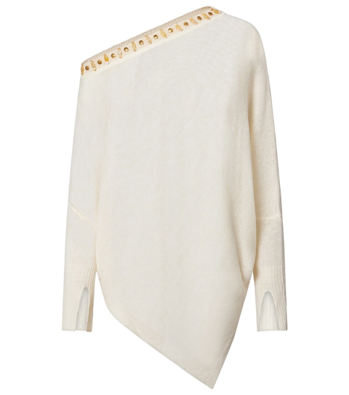Photo: Xu Zhi Beaded asymmetric linen-blend sweater