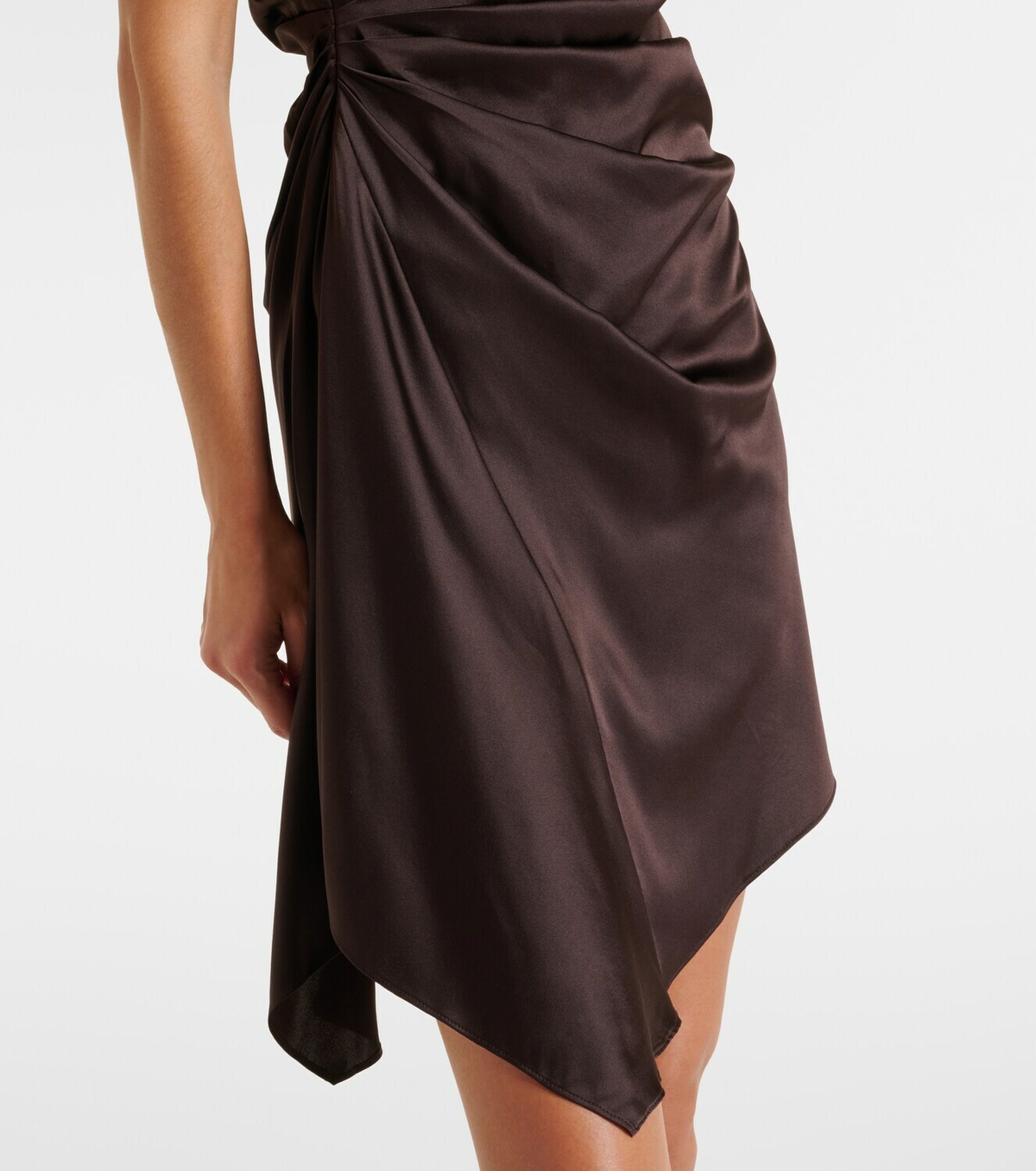 Staud Adriana asymmetric silk-blend minidress