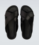 Brioni Criss-Cross leather slides