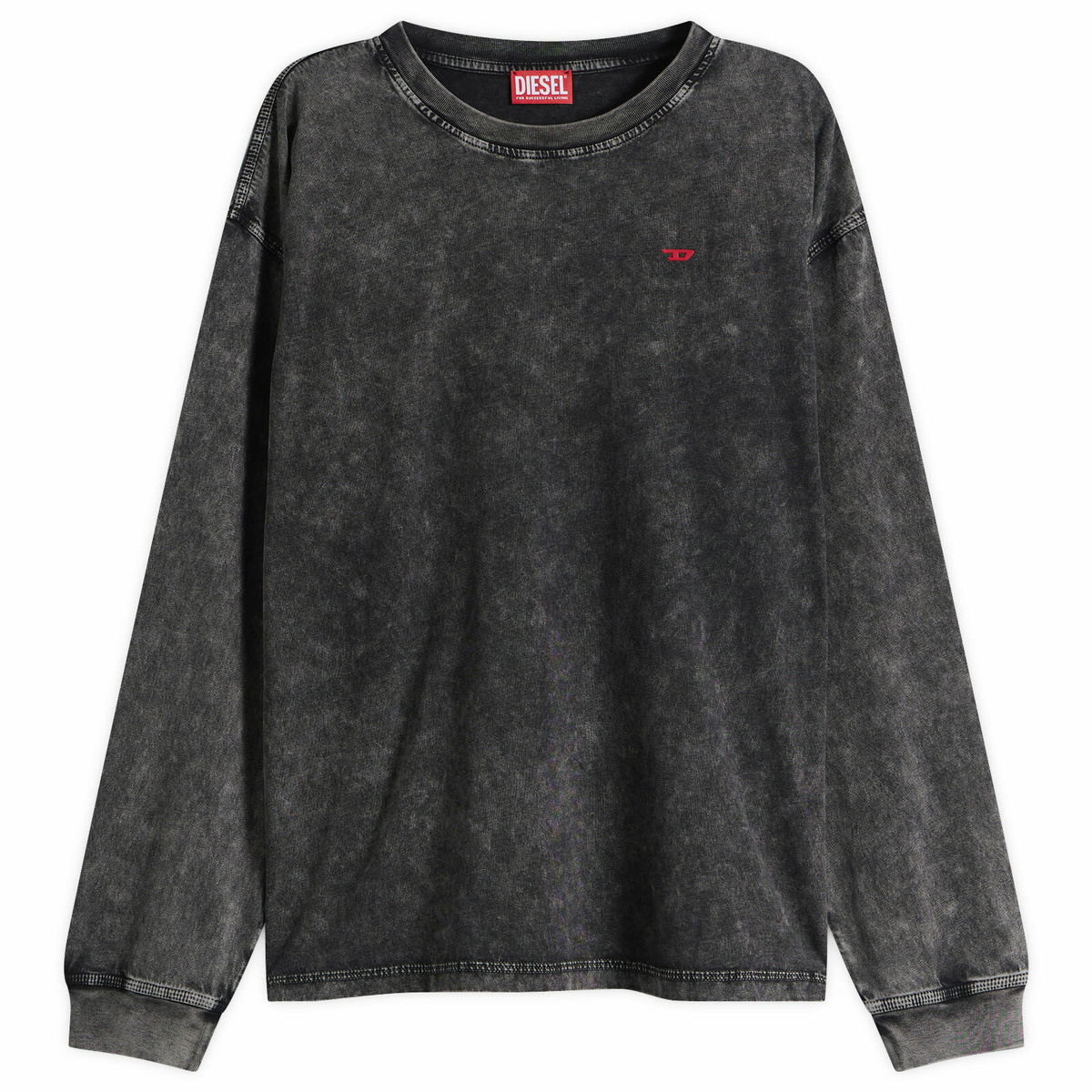 Diesel Men's Garment Dyed Long Sleeve T-Shirt in Caviar