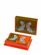 JONATHAN ADLER Leopard Lacquer Box & Playing Cards Set