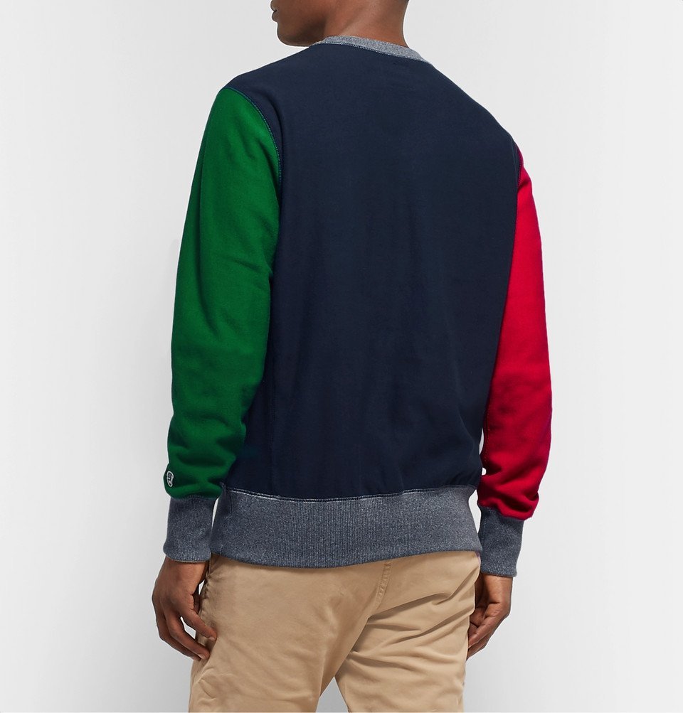 Todd Snyder Champion - Logo-Appliquéd Colour-Block Loopback Cotton-Jersey Sweatshirt - Navy