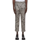 Neil Barrett Grey Herringbone Print Trousers