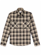 Off-White - Logo-Embroidered Checked Cotton-Flannel Shirt - Neutrals