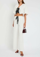 Sister Jane Blanca Broderie Anglaise Cotton Trousers White And Black