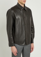 Slowear Leather Overshirt Jacket Black