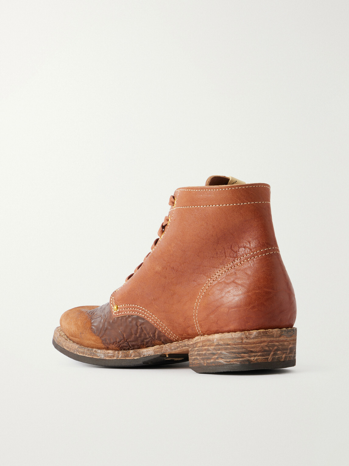 Visvim - Brigadier Distressed Lace-Up Leather Boots - Brown