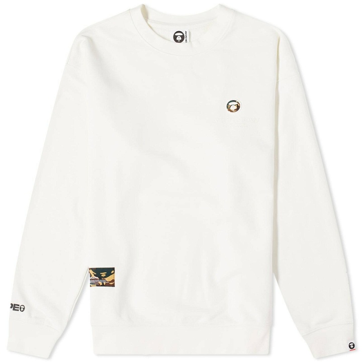 Photo: Men's AAPE Now Silicon Badge Crew Sweat in Ivory