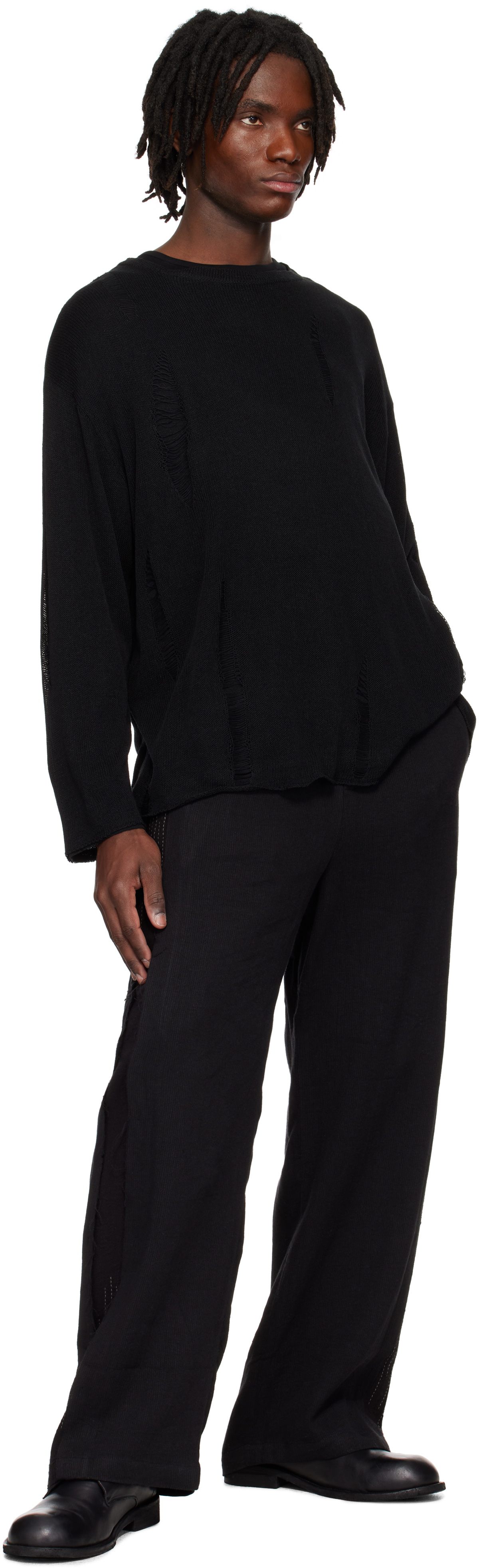 Professor.E Black Layered Knit Sweater