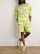 The Elder Statesman - Trance Straight-Leg Tie-Dyed Cashmere Drawstring Shorts - Green