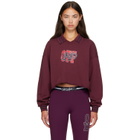 Off-White Burgundy 'Off' College Crop Polo Sweatshirt