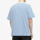 Monitaly Men's Japanese Cotton Stripe T-Shirt in Off White/Blue