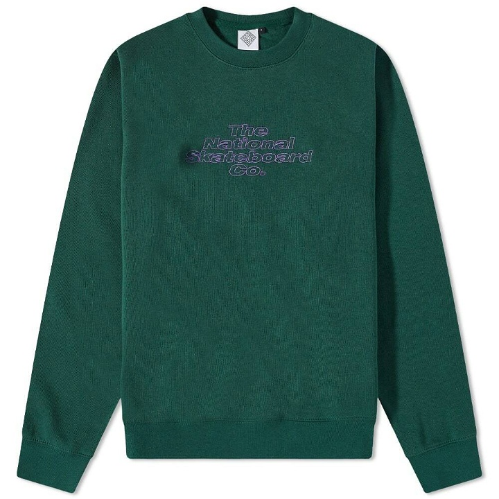 Photo: The National Skateboard Co. Men's Embroidered Crew Sweat in Green