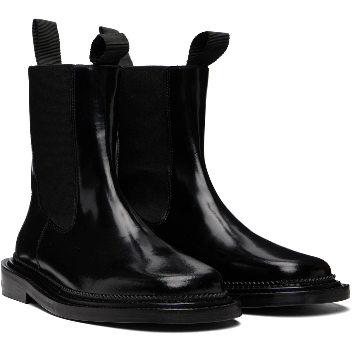 Toga Virilis Black Leather Chelsea Boots