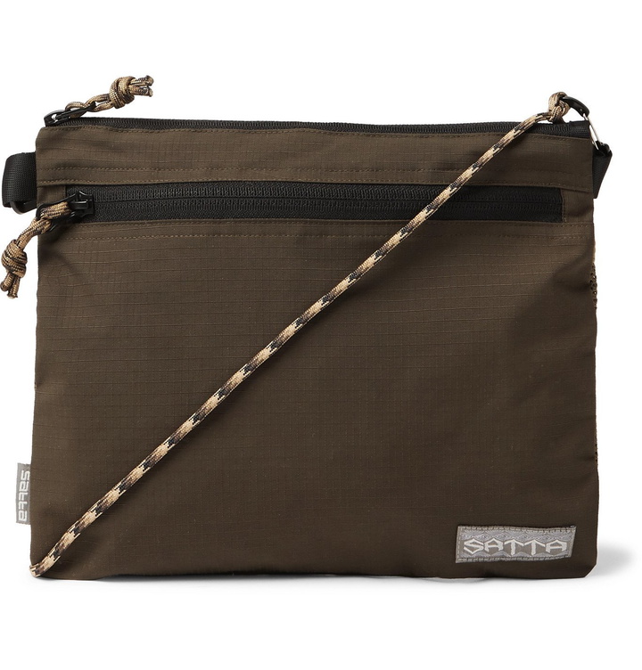 Photo: Satta - Mesh-Trimmed Cotton-Ripstop Pouch - Green