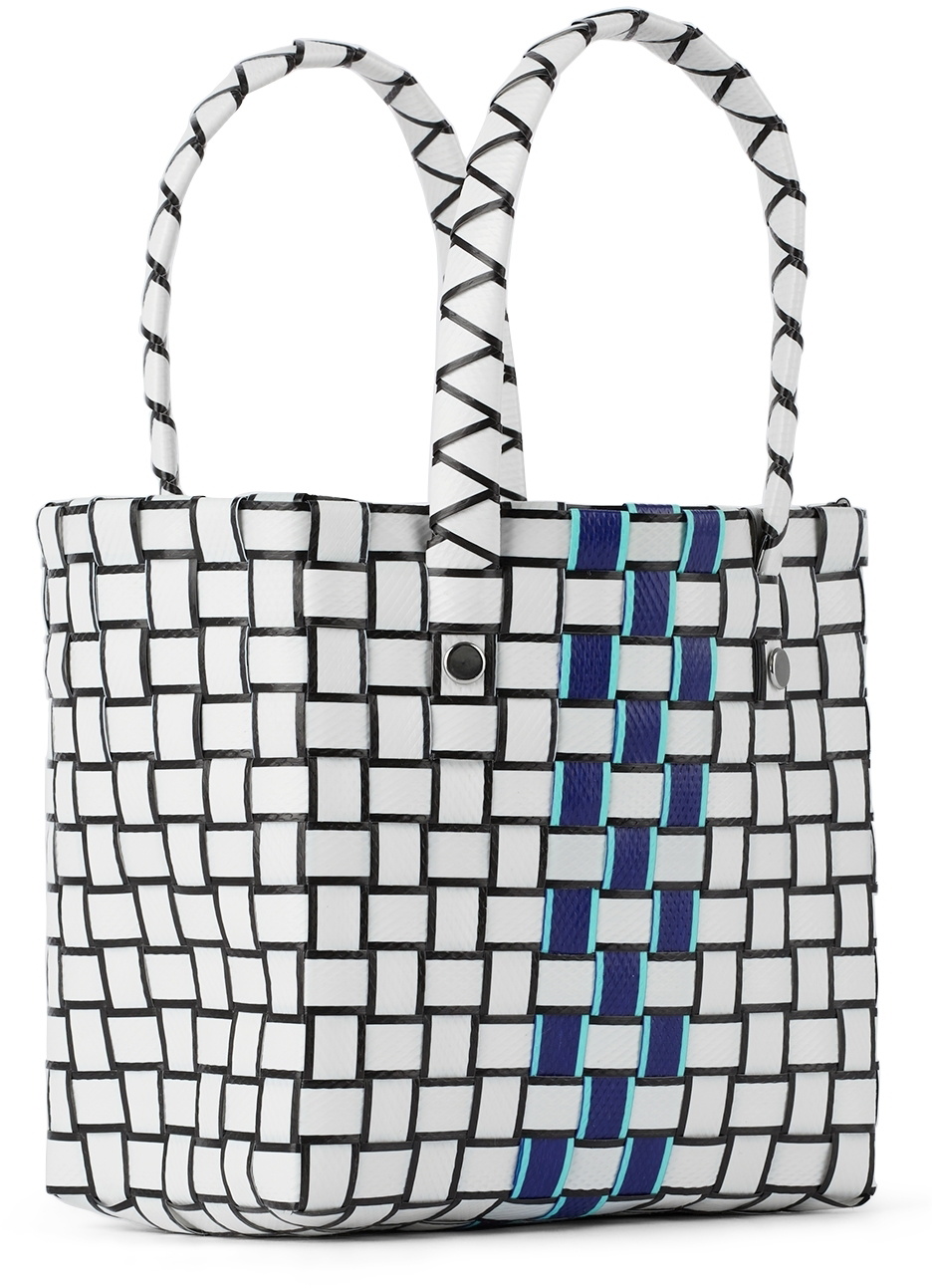 Marni Kids Micro White & Black Basket Bag Marni