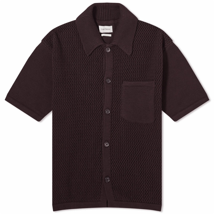 Photo: Oliver Spencer Men's Mawes Short Sleeve Knitted Shirt in Brown