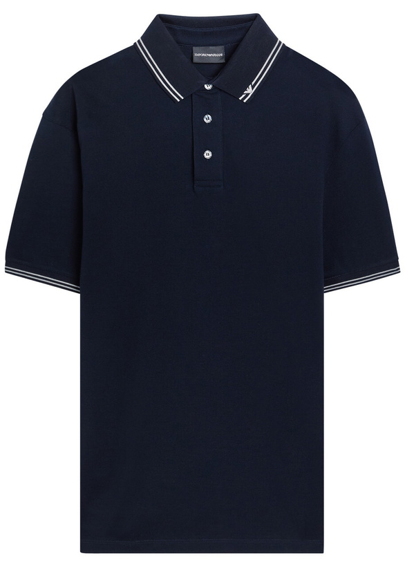 Photo: Emporio Armani Piqué Stretch-cotton Polo Shirt Navy