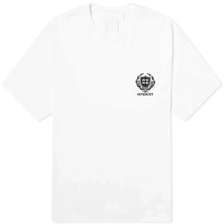 Photo: Givenchy Men's Crest Logo T-Shirt in White