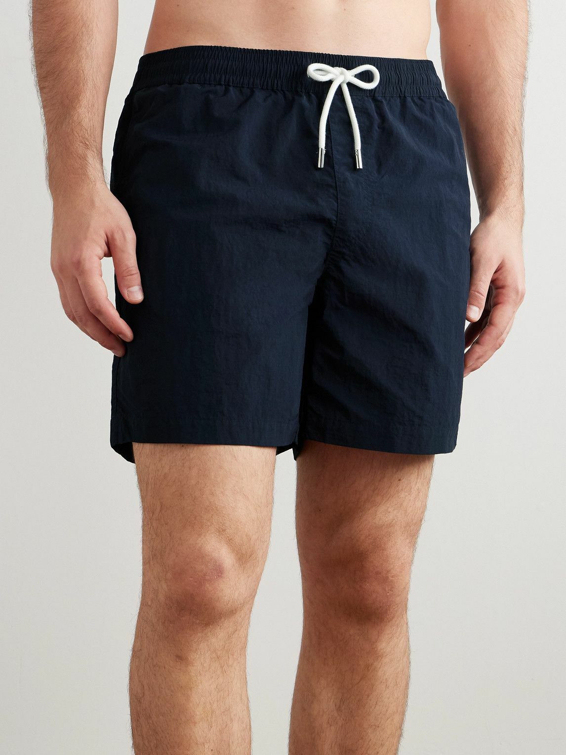 Mr P. - Straight-Leg Mid-Length Garment-Dyed Swim Shorts - Blue