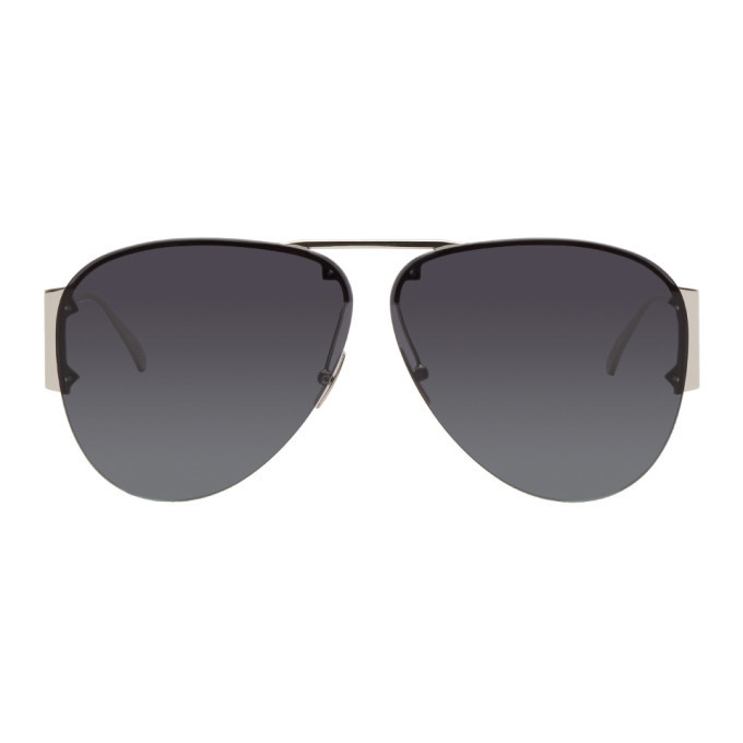 Photo: Bottega Veneta Silver Aviator Sunglasses