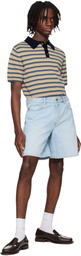 System Beige Striped Knitted Polo