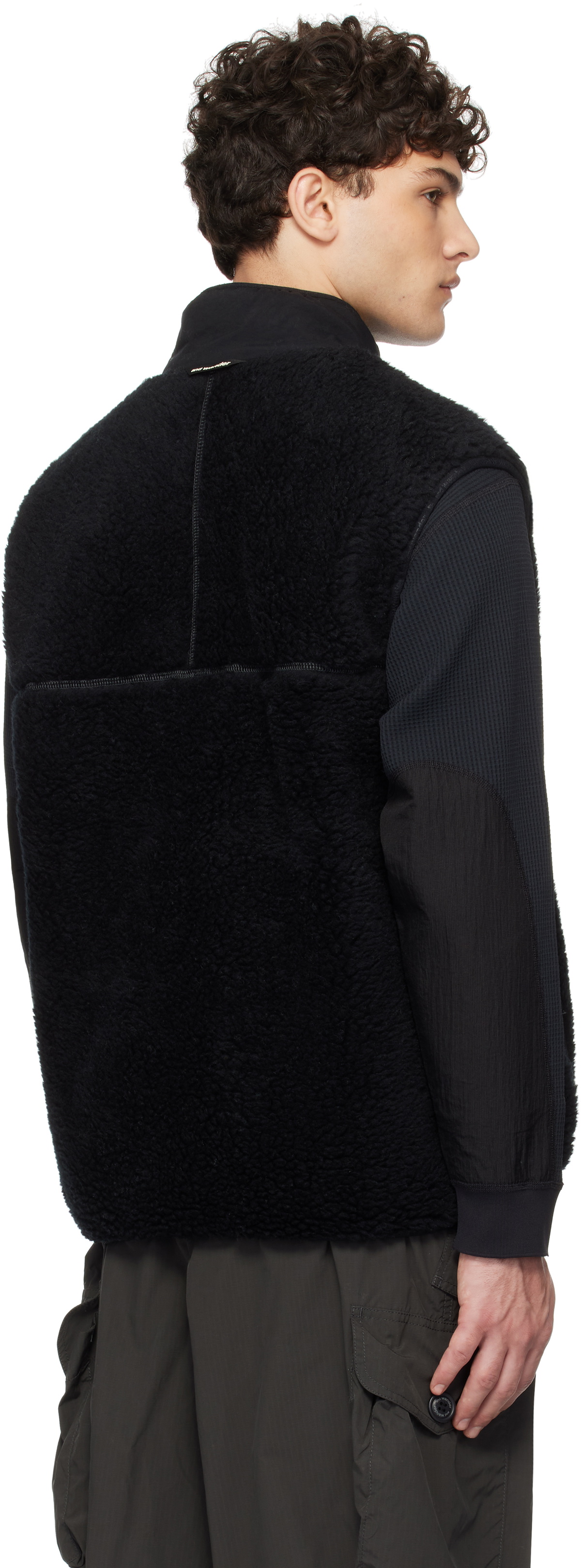 and wander Black Wool Boa Vest