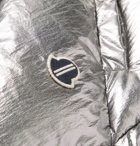 Rick Owens - Moncler Porterville Oversized Logo-Appliquéd Hooded Metallic Shell Down Gilet - Silver