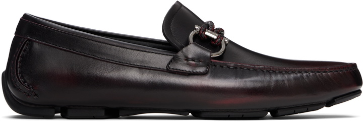 Photo: Ferragamo Burgundy Gancini Ornament Driver Loafers