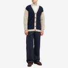 Country Of Origin Men's Regent Panel Knit Cardigan in Navy
