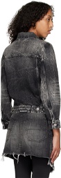 Balenciaga Black Shrunk Crinkled Denim Jacket