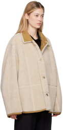 LE17SEPTEMBRE Tan Spread Collar Faux-Shearling Jacket