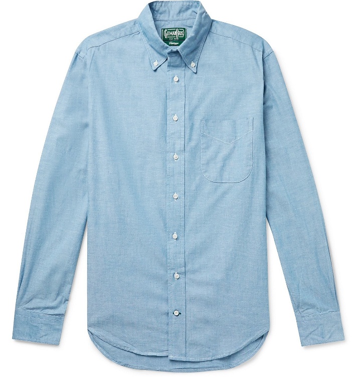 Photo: Gitman Vintage - Slim-Fit Button-Down Collar Cotton-Chambray Shirt - Blue