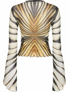 ROBERTO CAVALLI Ray Of Gold Printed Tulle Top