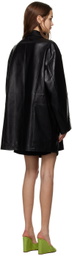 DRAE Black Oversized Faux-Leather Jacket