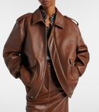 Prada Shearling-trimmed leather jacket