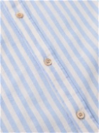 Boglioli - Cutaway-Collar Striped Linen and Cotton-Blend Shirt - Blue