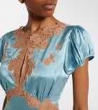 Dôen Junia lace-trimmed silk satin minidress