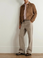 AMI PARIS - Logo-Embossed Suede Jacket - Brown