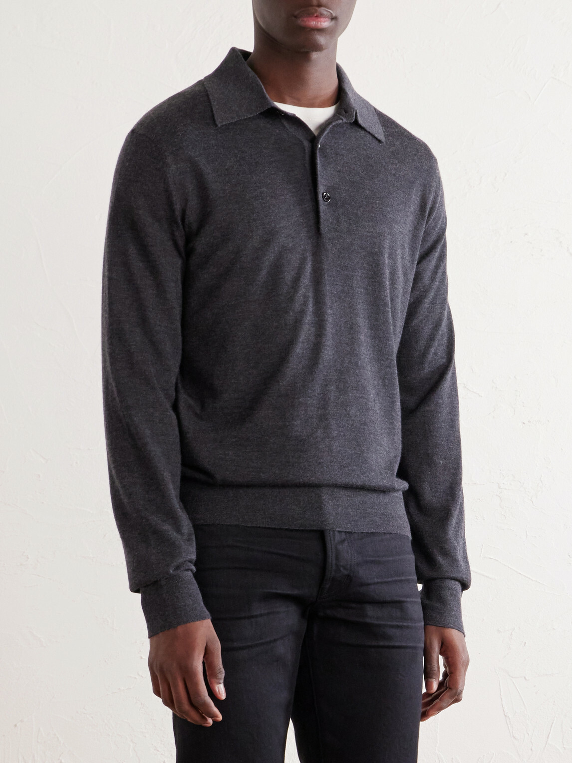 TOM FORD - Cashmere and Silk-Polo Shirt - Gray