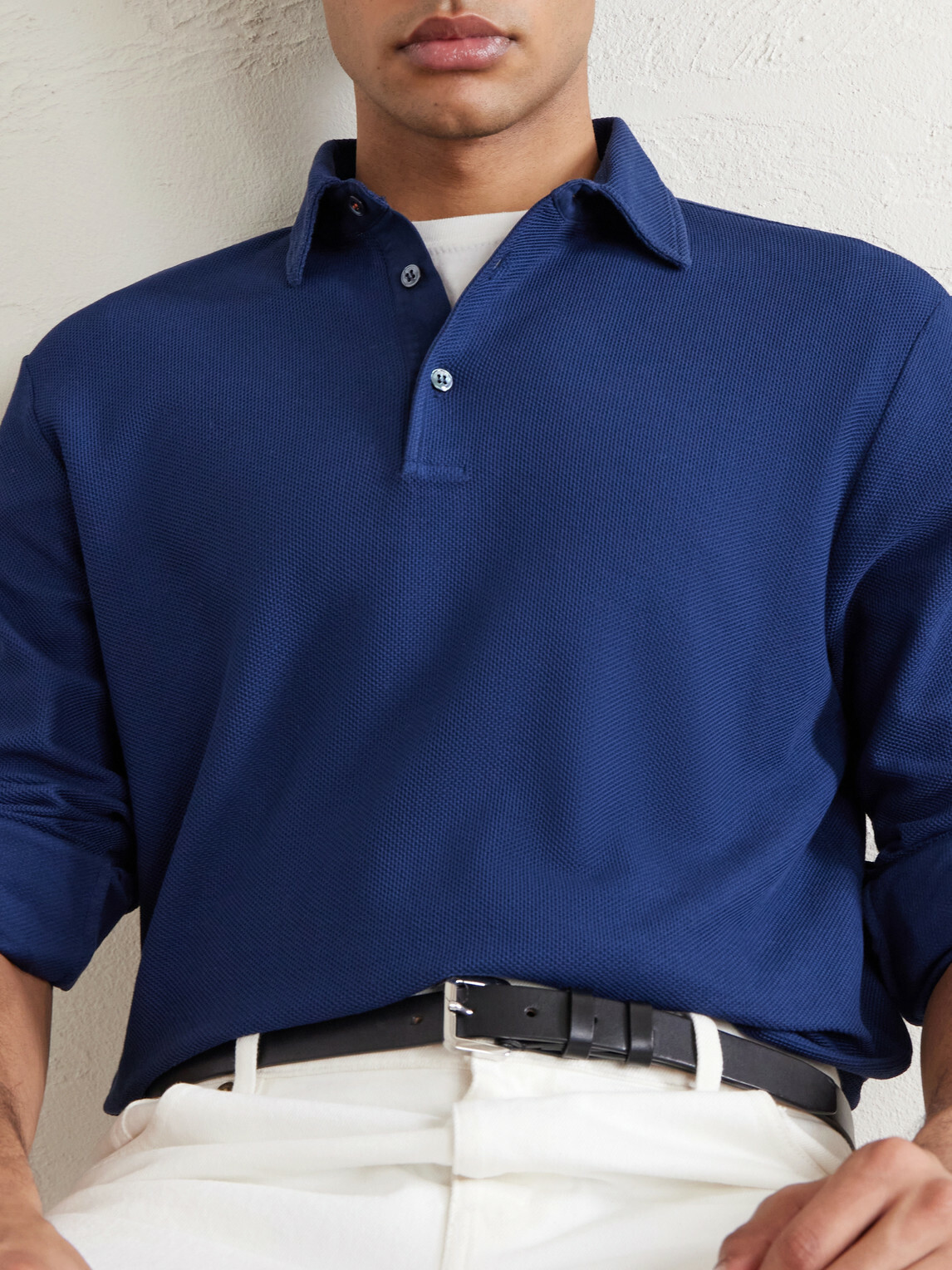 Loro Piana - Cotton-Piqué Polo Shirt - Blue