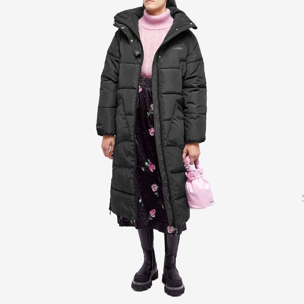 GANNI Women's Tech Puffer Oversized Long Coat in Phantom GANNI