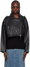 AGOLDE Black Shoreditch Ski Club Edition Remi Leather Biker Jacket