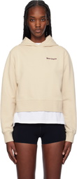 Palm Angels Beige Classic Logo Fitted Hoodie
