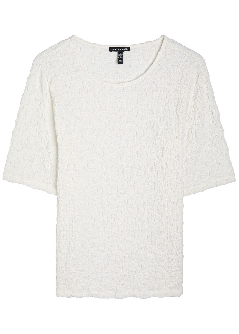 Eileen Fisher Textured Fine-knit T-shirt Ivory