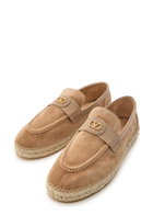 Valentino Garavani Vlogo Suede Espadrille Loafers Camel