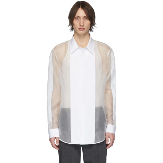 Photo: Helmut Lang Off-White Silk Organza Tuxedo Shirt
