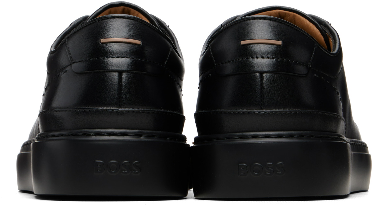 BOSS Black Rubber Trim Leather Sneakers