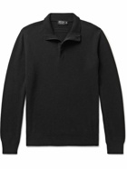 Zegna - Oasi Nubuck-Trimmed Cashmere Half-Zip Sweater - Black