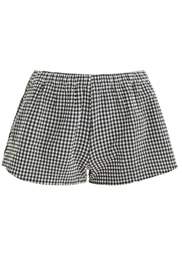 Photo: Hunza G Runner Gingham Seersucker Shorts - Black - One Size